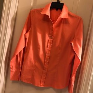 Ann Taylor Size Med Dark Coral Long Sleeve Blouse